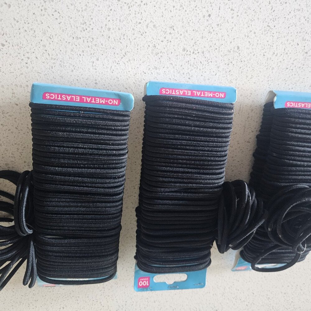 Ouchless Hair Elastics 345 Count Black, Tangle-Free, Ponytail Holder